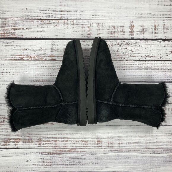 Ugg Bailey Button Short II 2 Black Sheepskin Suede Winter Boots, Women’s Size 7 - Picture 7 of 9